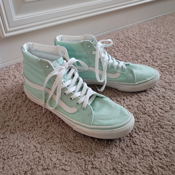 💜 Vans sk8 hi sneakers gossamer Green white 8.5 - Picture 2 of 9